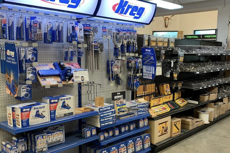 Kreg woodworking jigs and tools on display